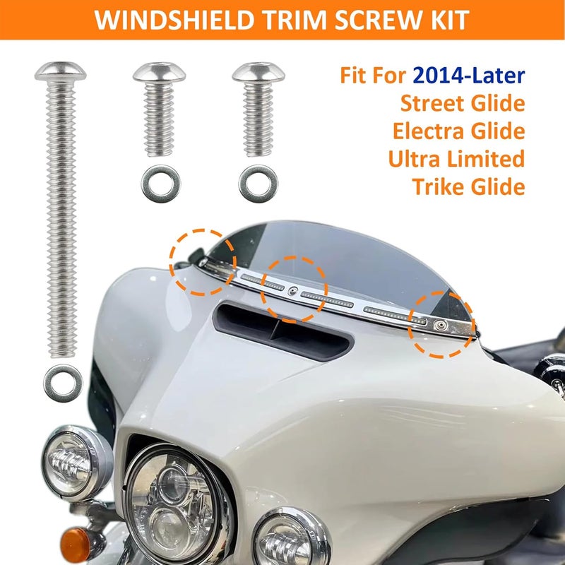 IVWFU 42PCS Windshield Bolts Kit Inner Batwing Fairing Bolts Screws Stainless Steel Fit for 1996-2025 Harley Touring Road Glide Electra Street Glide Trike Ultra Limited Glide - Image 3